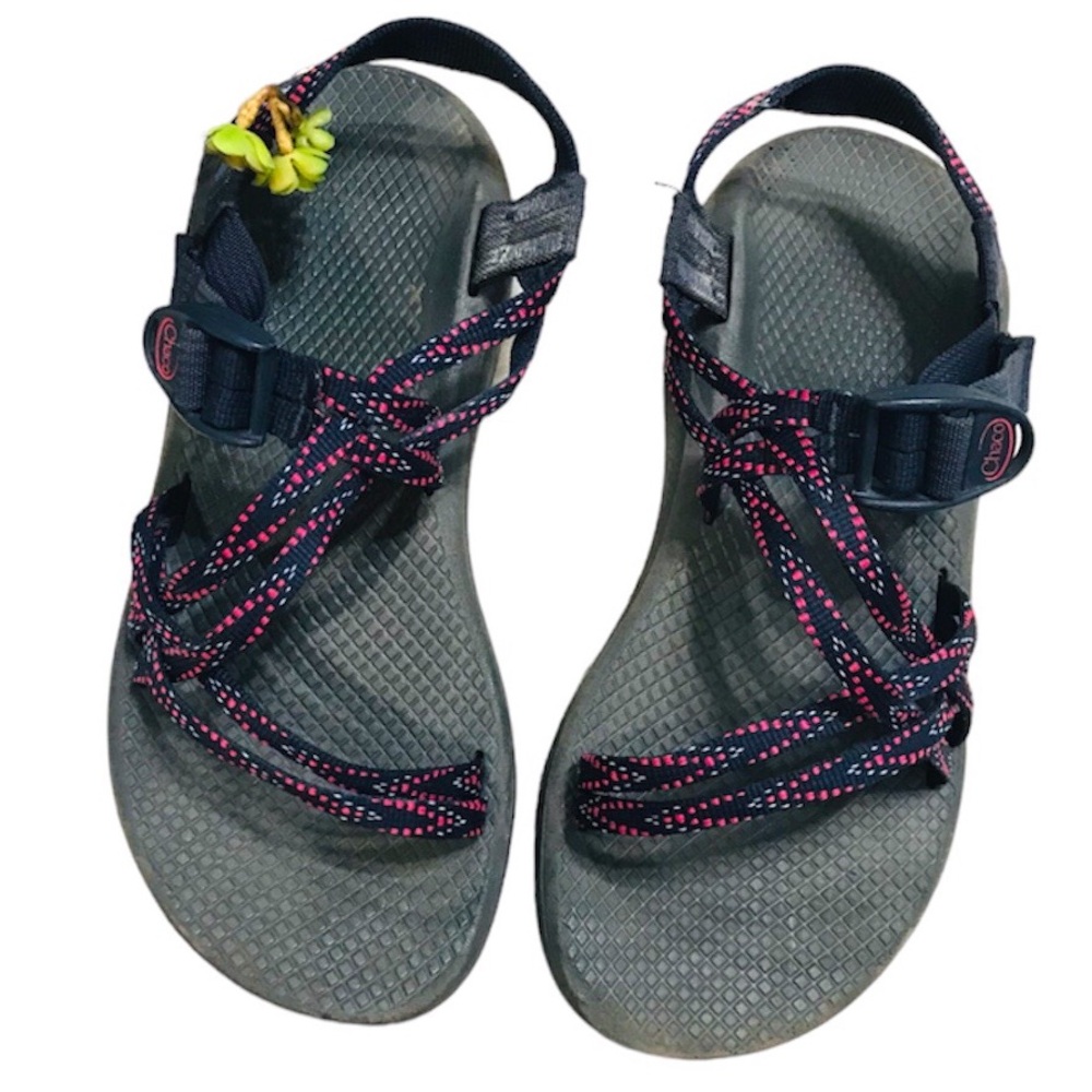 Chaco 'ZX 1 Yampa' Double Strap Sport Sandals Navy Blue and Red Sz 8